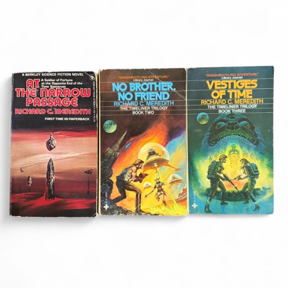 Vintage Sci-Fi Paperback Books Richard Meredith Timeliner Trilogy Pulp Fantasy
